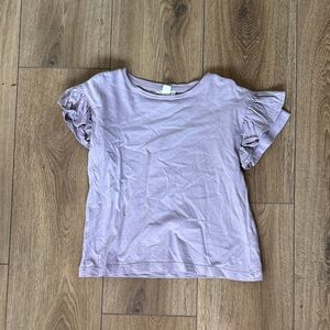 Size s (fits 6/7) girls Lavender Ruffle Sleeve Tee